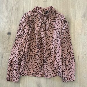 SHEIN Brown and Pink Animal Print Top
